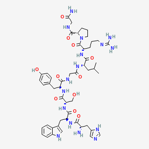 B1587171 (2S)-1-[(2S)-2-[[(2S)-2-[[2-[[(2S)-2-[[(2S)-2-[[(2S)-2-[[(2S)-2-amino-3-(1H-imidazol-5-yl)propanoyl]amino]-3-(1H-indol-3-yl)propanoyl]amino]-3-hydroxypropanoyl]amino]-3-(4-hydroxyphenyl)propanoyl]amino]acetyl]amino]-4-methylpentanoyl]amino]-5-(diaminomethylideneamino)pentanoyl]-N-(2-amino-2-oxoethyl)pyrrolidine-2-carboxamide CAS No. 38280-53-4