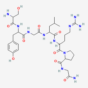 1-[2-[[2-[[2-[[2-[(2-amino-3-hydroxypropanoyl)amino]-3-(4-hydroxyphenyl)propanoyl]amino]acetyl]amino]-4-methylpentanoyl]amino]-5-(diaminomethylideneamino)pentanoyl]-N-(2-amino-2-oxoethyl)pyrrolidine-2-carboxamide