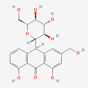 molecular formula C21H22O9 B1587664 (10R)-1,8-Dihydroxy-3-(hydroxymethyl)-10-[(2S,3S,4R,5R,6R)-3,4,5-trihydroxy-6-(hydroxymethyl)oxan-2-yl]-10H-anthracen-9-one CAS No. 5133-19-7