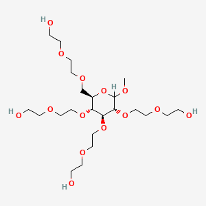molecular formula C23H46O14 B1587685 Poly(oxy-1,2-ethanediyl), alpha-hydro-omega-hydroxy-, ether with methyl D-glucopyranoside (4:1) CAS No. 53026-67-8