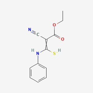 molecular formula C12H12N2O2S B1587798 Ethyl 3-anilino-2-cyano-3-sulfanylprop-2-enoate CAS No. 23593-51-3