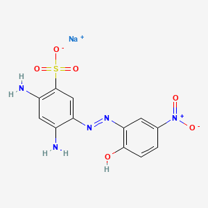 molecular formula C12H11N5O6S B1587800 Benzenesulfonic acid, 2,4-diamino-5-[(2-hydroxy-5-nitrophenyl)azo]-, monosodium salt CAS No. 3618-62-0
