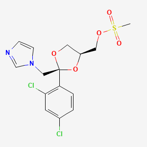 molecular formula C15H16Cl2N2O5S B1587881 1,3-Dioxolane-4-methanol, 2-(2,4-dichlorophenyl)-2-(1H-imidazol-1-ylmethyl)-, 4-methanesulfonate, (2R,4R)-rel- CAS No. 61397-61-3