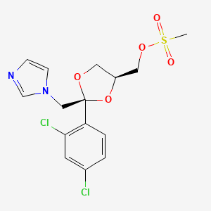 molecular formula C15H16Cl2N2O5S B1587881 cis-2-(2,4-Dichlorophenyl)-2-(1H-imidazol-1-ylmethyl)-1,3-dioxolane-4-ylmethyl methanesulphonate CAS No. 61397-61-3
