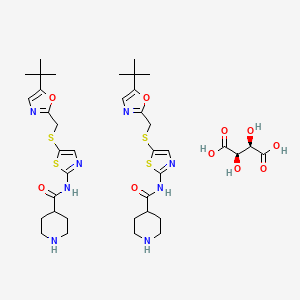 molecular formula C38H54N8O10S4 B1587943 N-[5-[(5-tert-butyl-1,3-oxazol-2-yl)methylsulfanyl]-1,3-thiazol-2-yl]piperidine-4-carboxamide;(2R,3R)-2,3-dihydroxybutanedioic acid CAS No. 345627-92-1