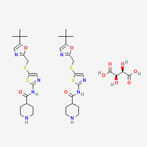 molecular formula C38H54N8O10S4 B1587943 N-[5-[[[5-(1,1-Dimethylethyl)-2-oxazolyl]methyl]thio]-2-thiazolyl]-4-piperidinecarboxamide L-tartaric acid salt (2:1) CAS No. 345627-92-1