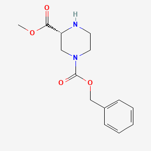 molecular formula C14H18N2O4 B1588287 (R)-4-N-Cbz-哌嗪-2-羧酸甲酯 CAS No. 405175-79-3