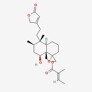 molecular formula C25H36O6 B1588327 [(4aR,5S,7R,8S,8aR)-5-hydroxy-7,8-dimethyl-8-[2-(5-oxo-2H-furan-3-yl)ethyl]spiro[2,3,5,6,7,8a-hexahydro-1H-naphthalene-4,2'-oxirane]-4a-yl]methyl (E)-2-methylbut-2-enoate CAS No. 124961-67-7
