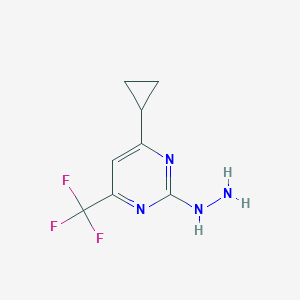 molecular formula C8H9F3N4 B1588336 6-Cyclopropyl-2-hydrazono-4-(trifluoromethyl)-1,2-dihydropyrimidine CAS No. 869945-40-4
