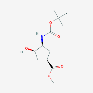 molecular formula C12H21NO5 B1588369 (1R,3S,4R)-Methyl 3-((tert-butoxycarbonyl)amino)-4-hydroxycyclopentanecarboxylate CAS No. 321744-23-4