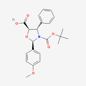 molecular formula C22H25NO6 B1588478 (2R,4S,5R)-3-(tert-Butoxycarbonyl)-2-(4-methoxyphenyl)-4-phenyloxazolidine-5-carboxylic acid CAS No. 155396-69-3