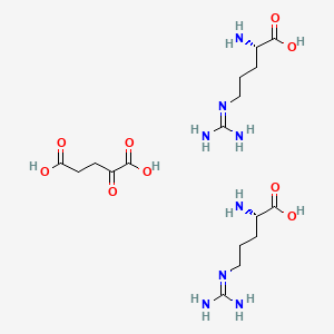 molecular formula C17H34N8O9 B1588496 (S)-2-Amino-5-guanidinopentanoic acid 2-oxopentanedioic acid (2:1) CAS No. 5256-76-8