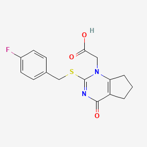 molecular formula C16H15FN2O3S B1588508 2-(2-((4-fluorobenzyl)thio)-4-oxo-4,5,6,7-tetrahydro-1H-cyclopenta[d]pyrimidin-1-yl)acetic acid CAS No. 356058-42-9
