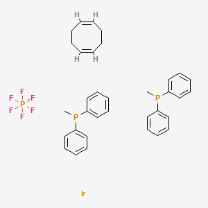 molecular formula C34H38F6IrP3- B1588591 (1,5-Cyclooctadiene)bis(methyldiphenylphosphine)iridium(I) hexafluorophosphate CAS No. 38465-86-0