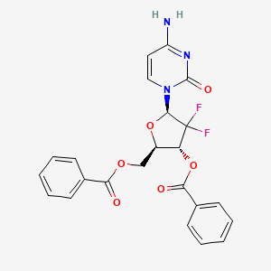 molecular formula C23H19F2N3O6 B1588853 (2R,3R,5R)-5-(4-Amino-2-oxopyrimidin-1(2H)-yl)-2-((benzoyloxy)methyl)-4,4-difluorotetrahydrofuran-3-yl benzoate CAS No. 134790-39-9