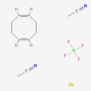 molecular formula C12H18BF4N2Rh- B1588871 Bis(acetonitrile)(1,5-cyclooctadiene)rhodium(I)tetrafluoroborate CAS No. 32679-02-0