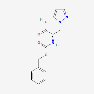 molecular formula C14H15N3O4 B1588882 (S)-2-(((Benzyloxy)carbonyl)amino)-3-(1H-pyrazol-1-YL)propanoic acid CAS No. 20945-53-3