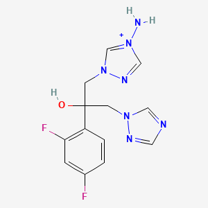molecular formula C13H14F2N7O+ B1588992 4-Amino-1-2-(2,4-difluorophenyl)-2-hydroxy-3(1H-1,2,4-triazol-1-yl)propyl)-4H-1,2,4-triazolium ion CAS No. 749821-19-0