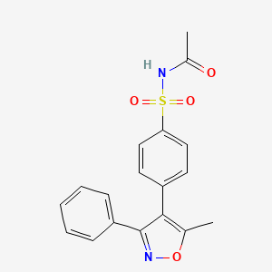 molecular formula C18H16N2O4S B1589196 N-((4-(5-Methyl-3-phenylisoxazol-4-yl)phenyl)sulfonyl)acetamide CAS No. 198471-06-6
