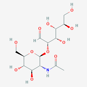 molecular formula C₁₄H₂₅NO₁₁ B015892 N-[(2S,3R,4R,5S,6R)-4,5-dihydroxy-6-(hydroxymethyl)-2-[(2S,3S,4R,5R)-3,4,5,6-tetrahydroxy-1-oxohexan-2-yl]oxyoxan-3-yl]acetamide CAS No. 34621-73-3
