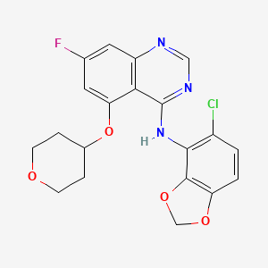 B1589213 N-(5-Chlorobenzo[d][1,3]dioxol-4-yl)-7-fluoro-5-((tetrahydro-2H-pyran-4-yl)oxy)quinazolin-4-amine CAS No. 379230-38-3