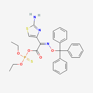 molecular formula C28H28N3O5PS2 B1589248 diethoxyphosphinothioyl (2Z)-2-(2-amino-1,3-thiazol-4-yl)-2-trityloxyiminoacetate CAS No. 200814-98-8
