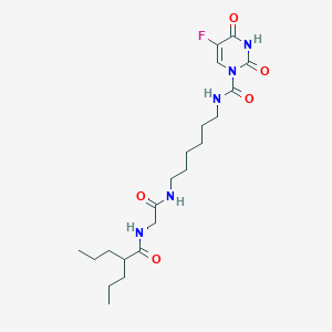 molecular formula C21H34FN5O5 B158929 1-(6-(N-(2-n-Propyl-n-pentanoyl)glycyl)amino-n-hexylcarbamoyl)-5-fluorouracil CAS No. 134460-39-2
