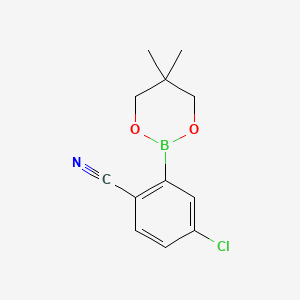 molecular formula C12H13BClNO2 B1589290 4-Chloro-2-(5,5-dimethyl-1,3,2-dioxaborinan-2-yl)benzonitrile CAS No. 883898-93-9