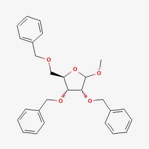 molecular formula C27H30O5 B1589379 (2R,3R,4R)-3,4-Bis(benzyloxy)-2-((benzyloxy)methyl)-5-methoxytetrahydrofuran CAS No. 64363-77-5