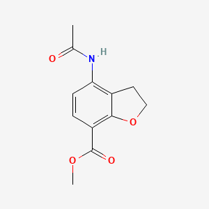 molecular formula C12H13NO4 B1589380 7-Benzofurancarboxylic acid, 4-(acetylamino)-2,3-dihydro-, methyl ester CAS No. 149466-67-1