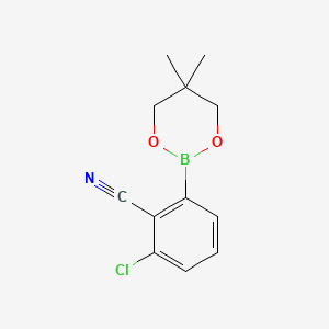 molecular formula C12H13BClNO2 B1589461 2-Chloro-6-(5,5-dimethyl-1,3,2-dioxaborinan-2-yl)benzonitrile CAS No. 883899-06-7