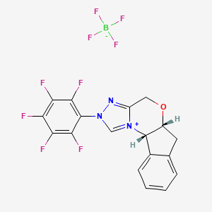 molecular formula C18H11BF9N3O B1589530 (5aR,10bS)-(+)-5a,10b-Dihydro-2-(pentafluorophenyl)-4H,6H-indeno[2,1-b][1,2,4]trizolo[4,3-d][1,4]oxazinium tetrafluoroborate CAS No. 872143-57-2