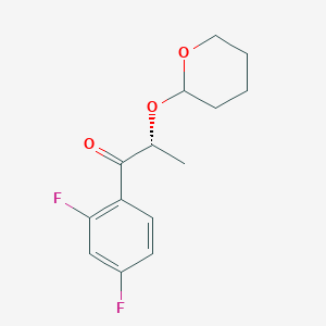 molecular formula C14H16F2O3 B1589597 (2R)-1-(2,4-Difluorophenyl)-2-((tetrahydro-2H-pyran-2-yl)oxy)propan-1-one CAS No. 126918-17-0