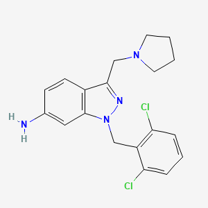 molecular formula C19H20Cl2N4 B1589603 1-(2,6-Dichlorobenzyl)-3-(pyrrolidin-1-ylmethyl)-1H-indazol-6-amine CAS No. 315203-39-5