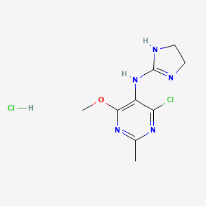 molecular formula C9H15Cl2N5O B1589712 6-chloro-N-(4,5-dihydro-1H-imidazol-2-yl)-4-methoxy-2-methyl-1H-pyrimidin-2-amine,hydrochloride CAS No. 75438-58-3