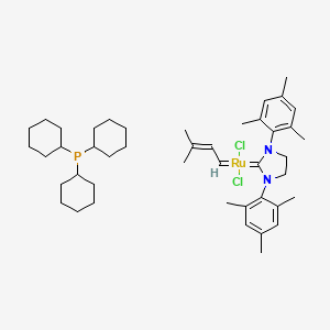 molecular formula C44H67Cl2N2PRu B1589754 Dichloro[1,3-bis(2,4,6-trimethylphenyl)-2-imidazolidinylidene](3-methyl-2-butenylidene) (tricyclohexylphosphine)ruthenium(II) CAS No. 253688-91-4