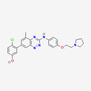 molecular formula C26H26ClN5O2 B1589755 4-Chloro-3-(5-methyl-3-((4-(2-(pyrrolidin-1-yl)ethoxy)phenyl)amino)benzo[e][1,2,4]triazin-7-yl)phenol CAS No. 867334-05-2