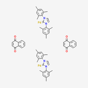 molecular formula C62H60N4O4Pd2 B1589763 1,3-Bis(2,4,6-trimethylphenyl)imidazol-2-ylidene (1,4-naphthoquinone)palladium(0) dimer CAS No. 467220-49-1