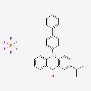 molecular formula C28H23F6OPS B1589809 9H-Thioxanthenium, 10-[1,1'-biphenyl]-4-yl-2-(1-methylethyl)-9-oxo-, hexafluorophosphate(1-) (1:1) CAS No. 591773-92-1