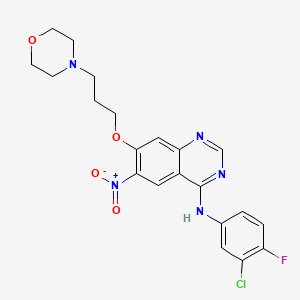 molecular formula C21H21ClFN5O4 B1589832 N-(3-氯-4-氟苯基)-7-(3-吗啉丙氧基)-6-硝基喹唑啉-4-胺 CAS No. 267243-64-1