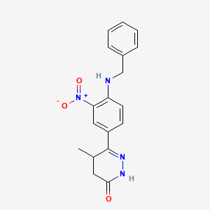 molecular formula C18H18N4O3 B1589852 6-(4-(Benzylamino)-3-nitrophenyl)-5-methyl-4,5-dihydropyridazin-3(2H)-one CAS No. 77469-62-6