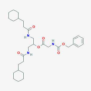 molecular formula C31H47N3O6 B159016 Glycine, N-((phenylmethoxy)carbonyl)-, 2-((3-cyclohexyl-1-oxopropyl)amino)-1-(((3-cyclohexyl-1-oxopropyl)amino)methyl)ethyl ester CAS No. 138405-01-3