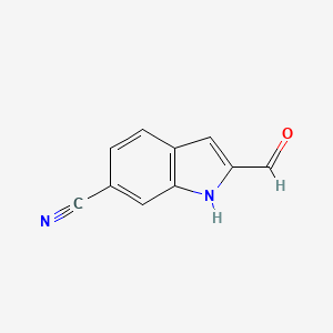 molecular formula C10H6N2O B1590410 2-甲酰基-1H-吲哚-6-碳腈 CAS No. 104291-63-6