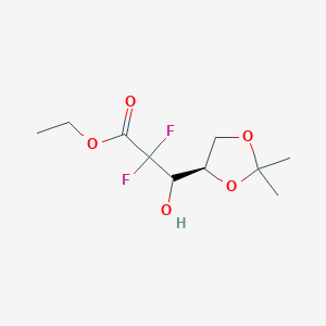 molecular formula C10H16F2O5 B1590445 Ethyl 3-((R)-2,2-dimethyl-1,3-dioxolan-4-yl)-2,2-difluoro-3-hydroxypropanoate CAS No. 928797-50-6