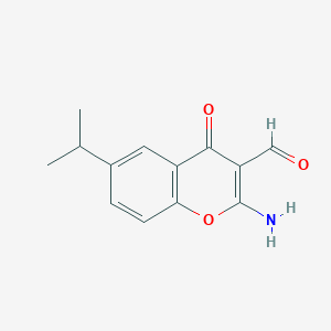 molecular formula C13H13NO3 B1590524 2-Amino-6-isopropyl-4-oxo-4H-chromene-3-carbaldehyde CAS No. 68301-82-6
