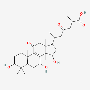 B1590734 2-Methyl-4-oxo-6-(3,7,15-trihydroxy-4,4,10,13,14-pentamethyl-11-oxo-1,2,3,5,6,7,12,15,16,17-decahydrocyclopenta[a]phenanthren-17-yl)heptanoic acid CAS No. 98296-48-1