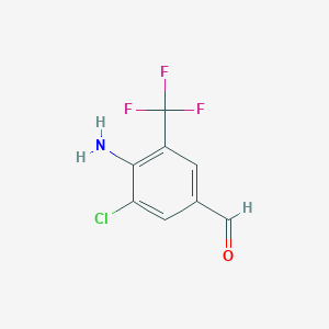molecular formula C8H5ClF3NO B1590738 4-Amino-3-chloro-5-(trifluoromethyl)benzaldehyde CAS No. 95656-51-2