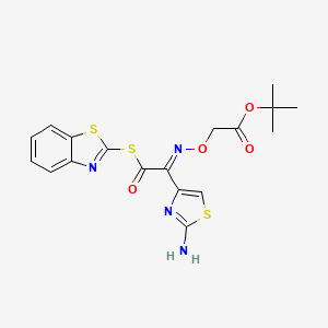 molecular formula C18H18N4O4S3 B1590795 S-2-Benzothiazolyl (Z)-2-(2-aminothiazol-4-yl)-2-(t-butoxycarbonylmethoxyimino)thioacetate CAS No. 89605-09-4