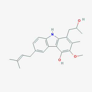 molecular formula C22H27NO3 B159088 1-(2-hydroxypropyl)-3-methoxy-2-methyl-6-(3-methylbut-2-enyl)-9H-carbazol-4-ol CAS No. 137767-82-9