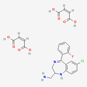 molecular formula C24H23ClFN3O8 B1590913 2-Aminomethyl-7-chloro-2,3-dihydro-5-(2-fluorophenyl)-1H-1,4-benzodiazepine Dimaleate CAS No. 59469-29-3